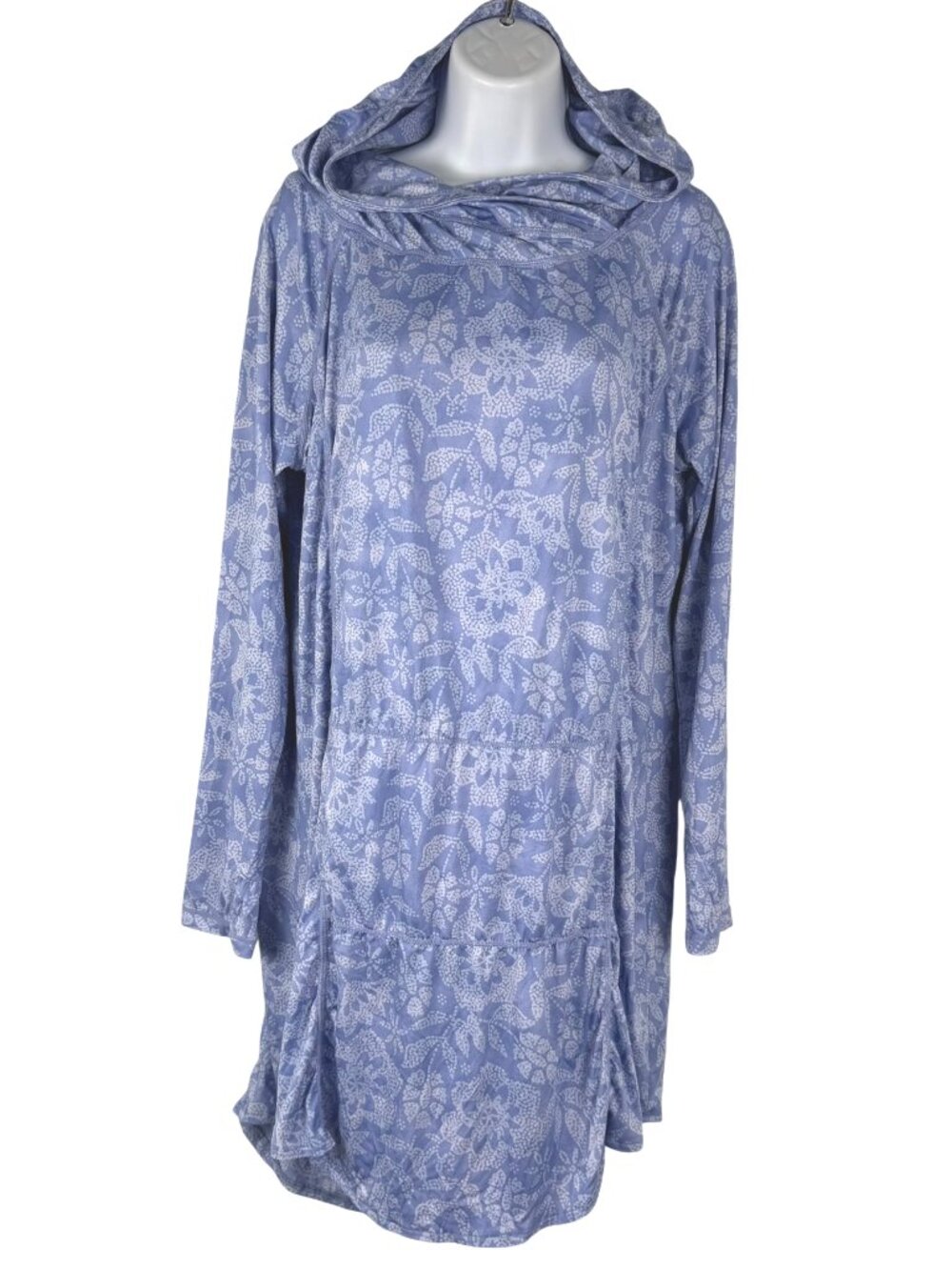 Ripskirt Very Peri Runaround Cover Up Large Blue Floral Hooded DR-1954